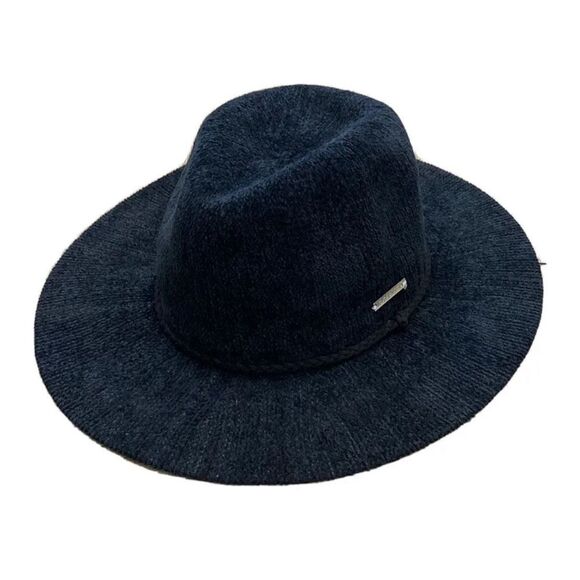 Vince Camuto Black Ribbed Chenille Wide Brim Panama  Hat‎ NWT One Size - Picture 1 of 8